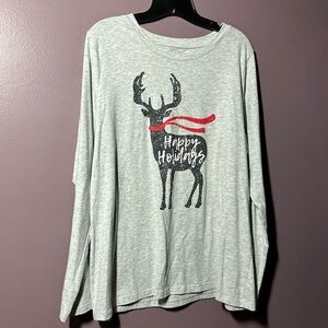 Sonoma Heather Gray Long Sleeve Holiday Shirt